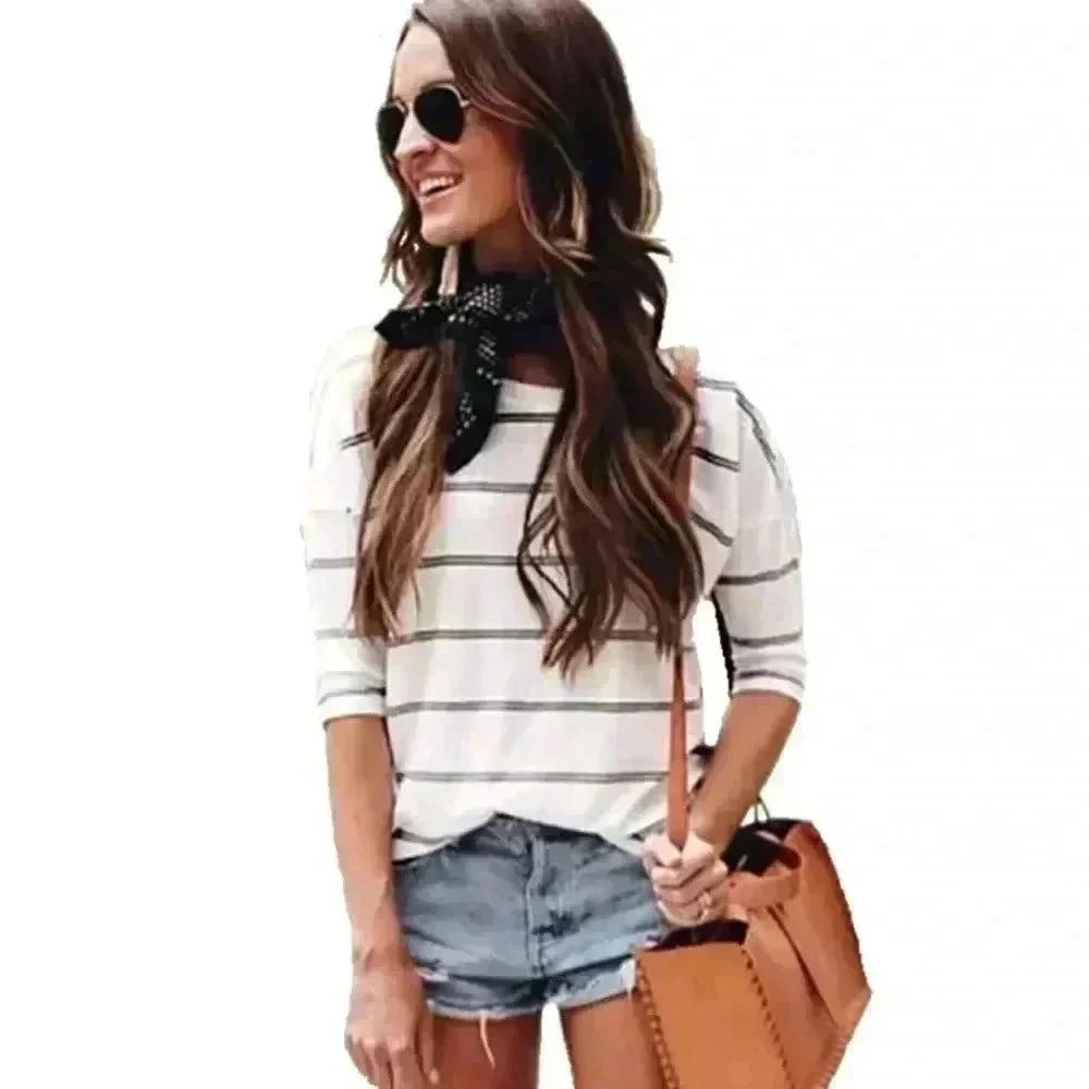 "Bonnie" Striped SS Cotton Top